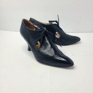 Vtg 80s Kenneth Cole Leather Wingtip Spectator Oxford Grannycore Booties Heels 8